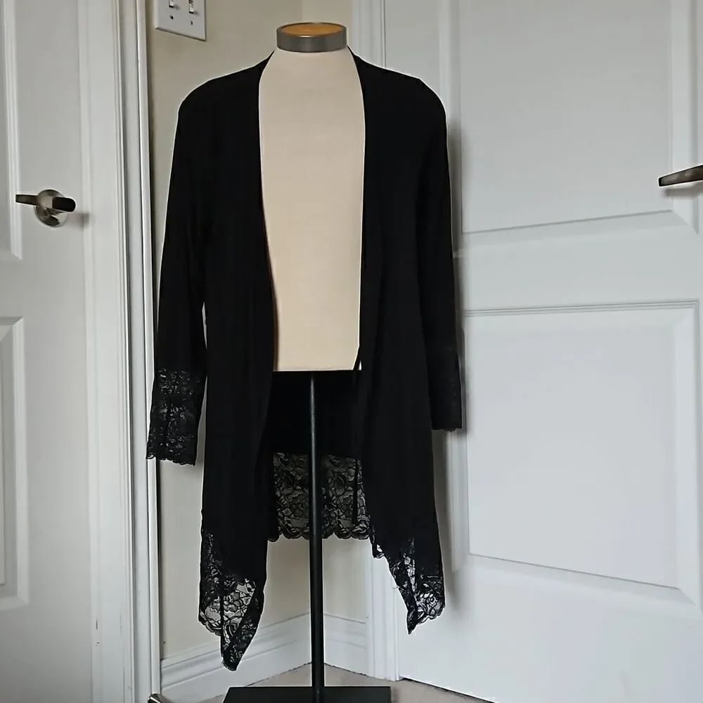 ESPRIT Ladies Open FrontβLaceβTrimβRopeβSizeβMediumβBlack